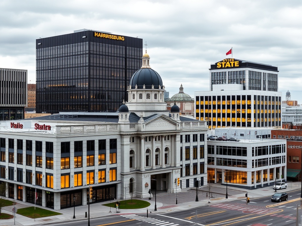 Harrisburg government and business district representing commercial insurance expertise