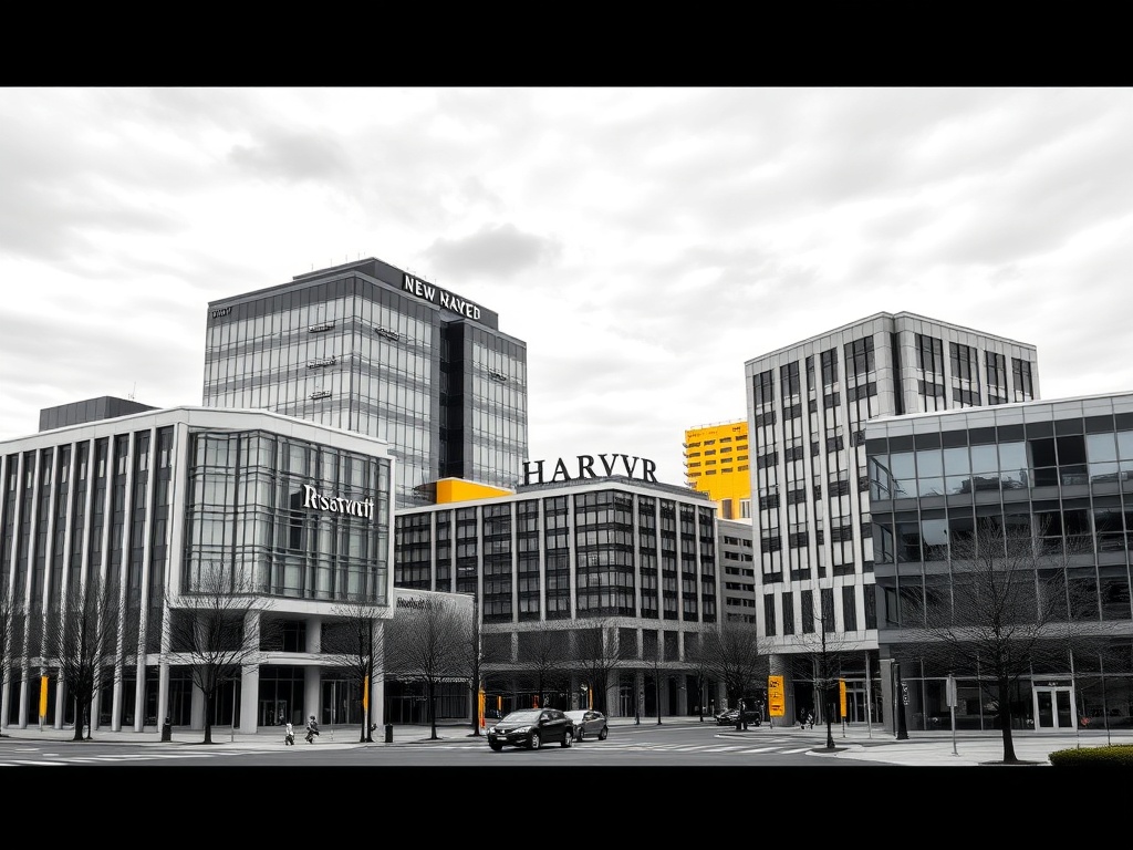New Haven business district with institutional architecture representing comprehensive commercial coverage